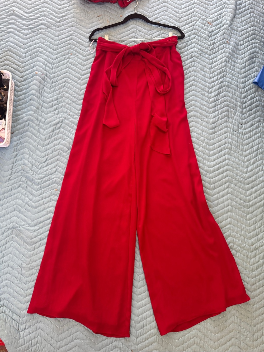 Andrea Iyamah Vibrant Red Wide-Leg Tie-Waist Pants